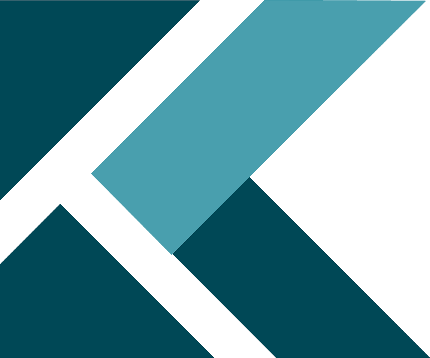 Das Bild zeigt das kuhlmann consulting -Logo mit sich überlappenden geometrischen Formen in Grün- und Blautönen, die ein abstraktes, stilisiertes "K" auf weißem Hintergrund bilden.